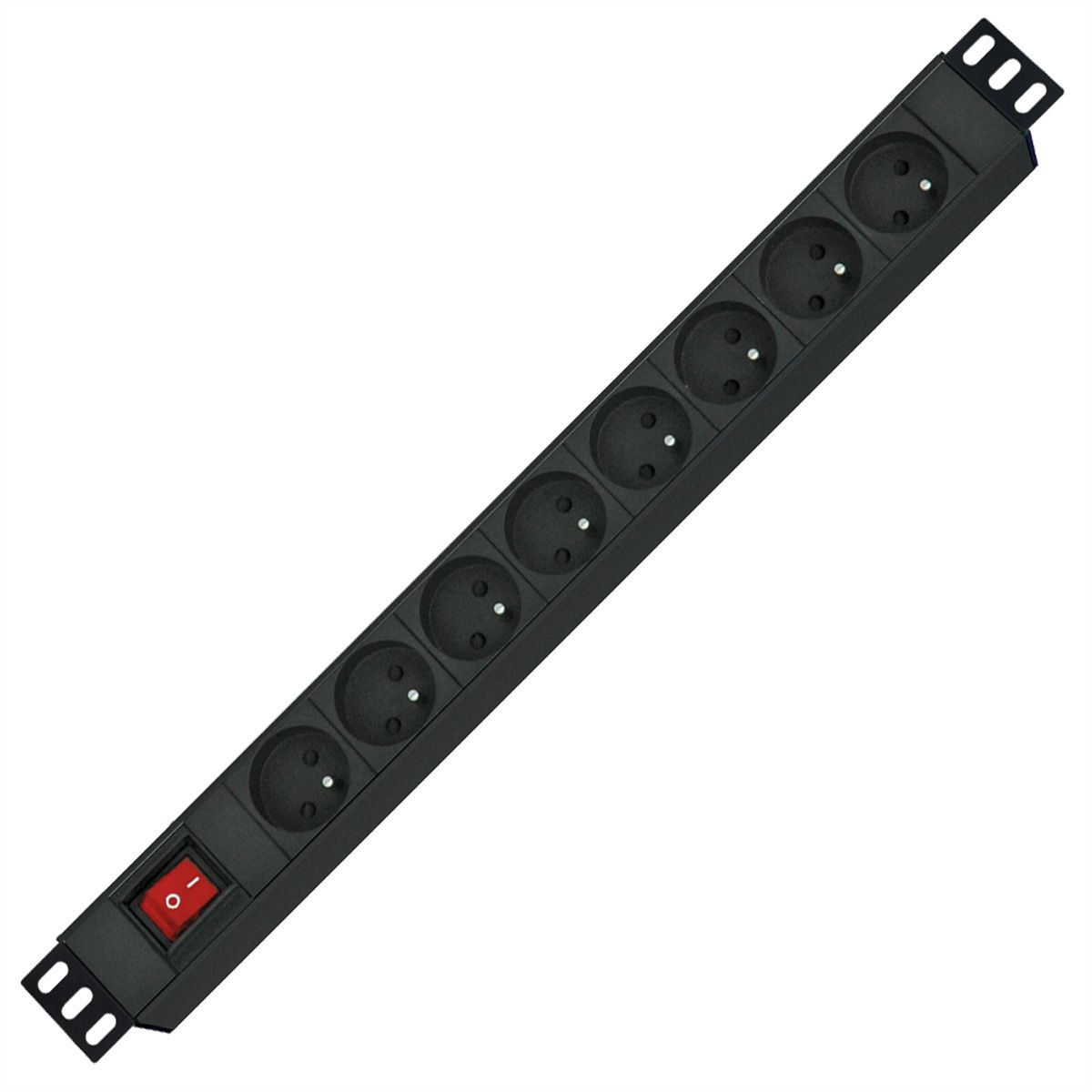 ROLINE 19" stekkerdoos 8-voudig, met aan/uit schakelaar, UTE Version, zwart, 1,8 m