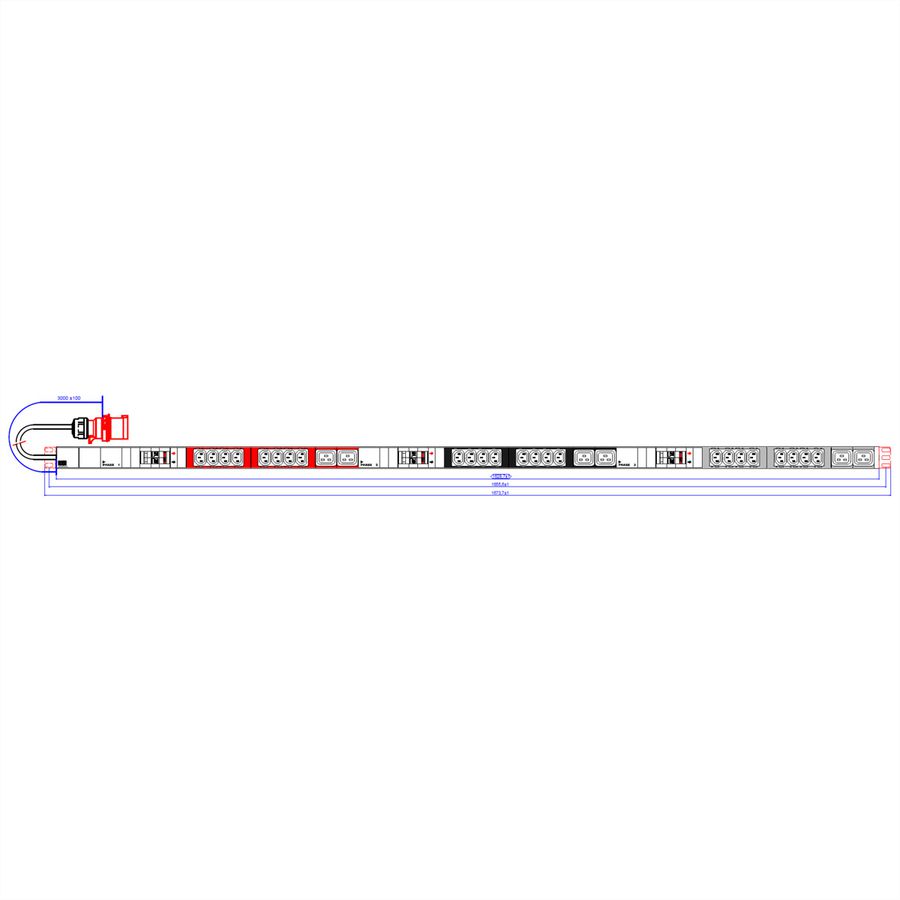 BACHMANN IT PDU ALU 1U 24x C13 6x C19 2LS CEE 3x32A red