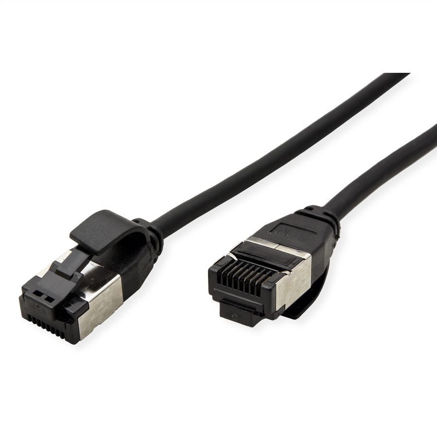 ROLINE U/FTP patchkabel Cat.8 (Klasse I), dun, LSOH, soepel draad, zwart, 0,15 m