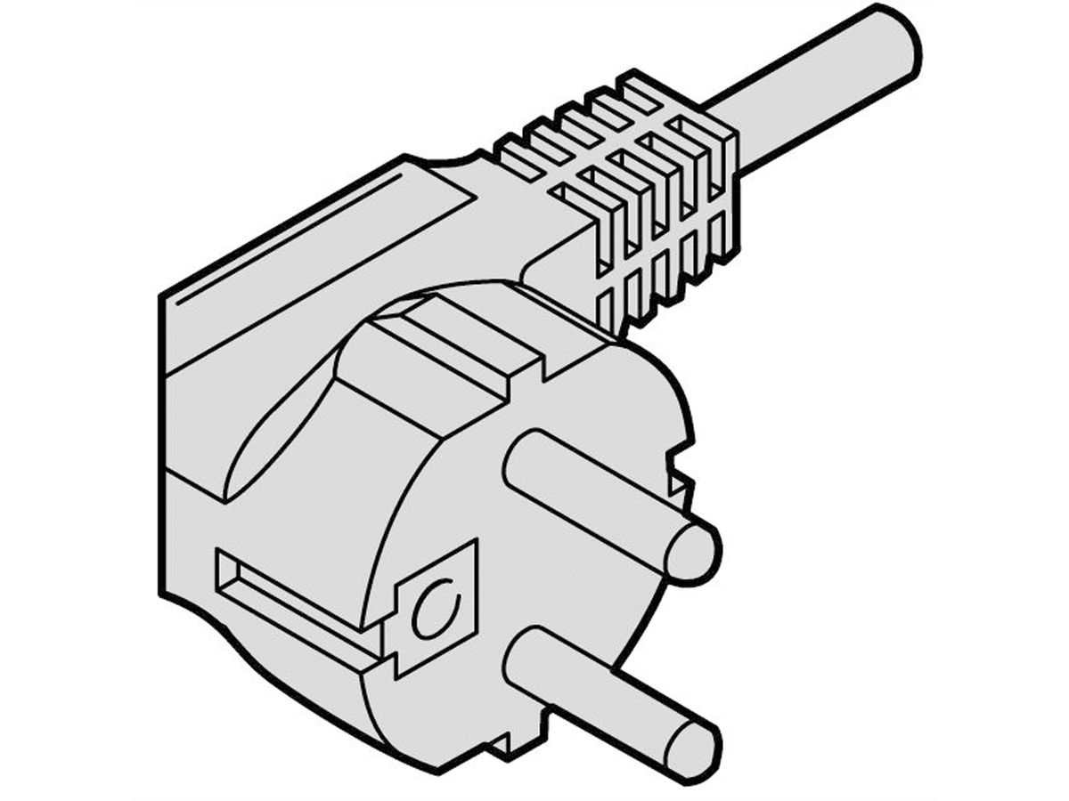SCHROFF Mains Cable, SCHUKO/UTE to IEC C13-Angled, Grey