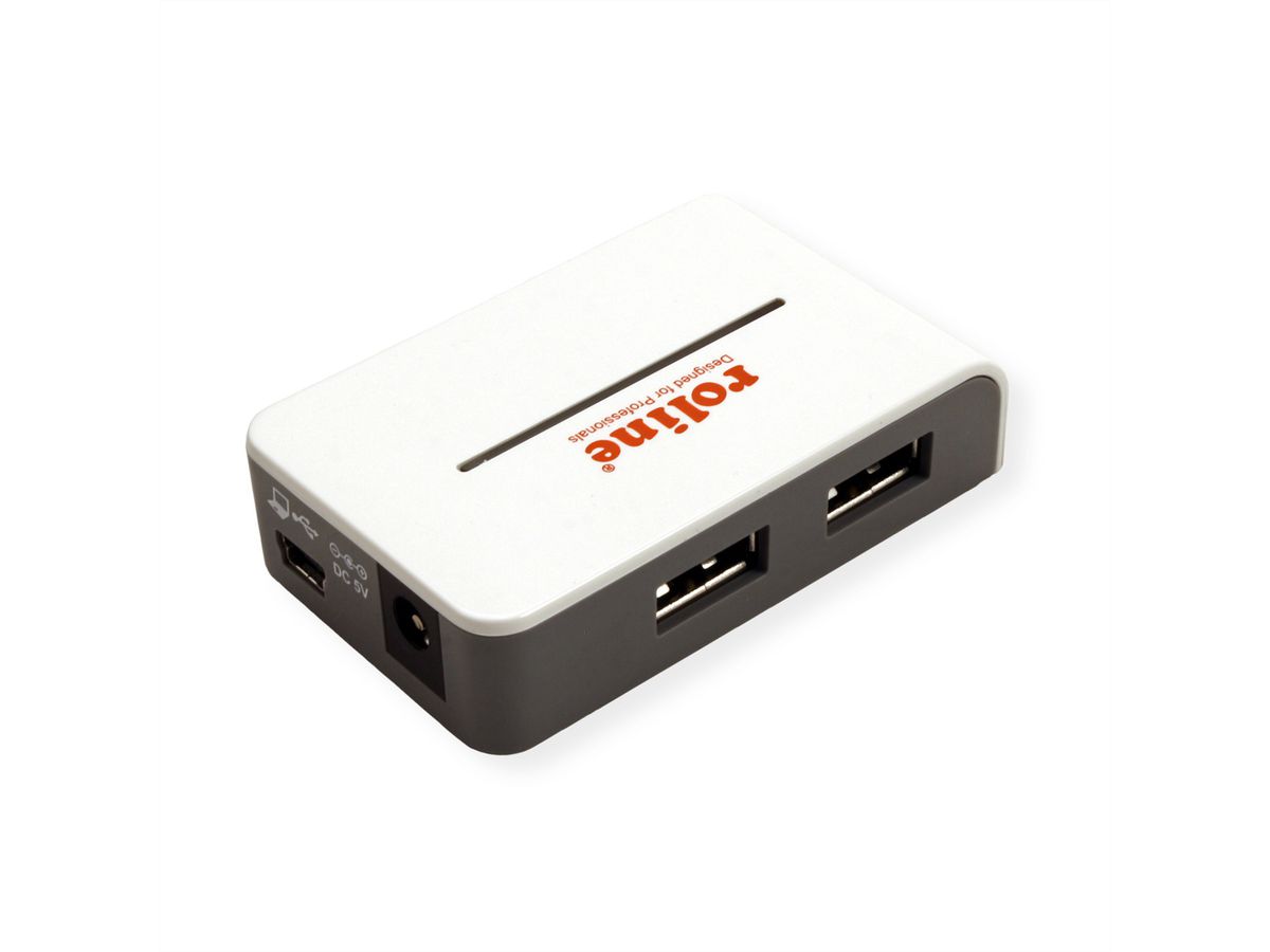 ROLINE USB 2.0 Hub "Black and White", 4 Ports, with Power Supply