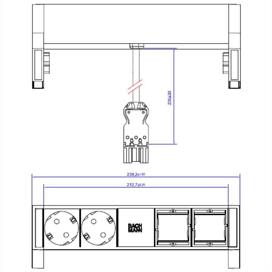 BACHMANN DESK2 2x Geaard stopcontact 2x ABD GST18, wit