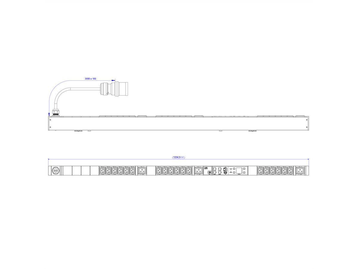 BACHMANN BN3500 18xC13 3xC19 3-fase, meting p.sd. H05VV-F 3G2.5 CEE3x16A LAN