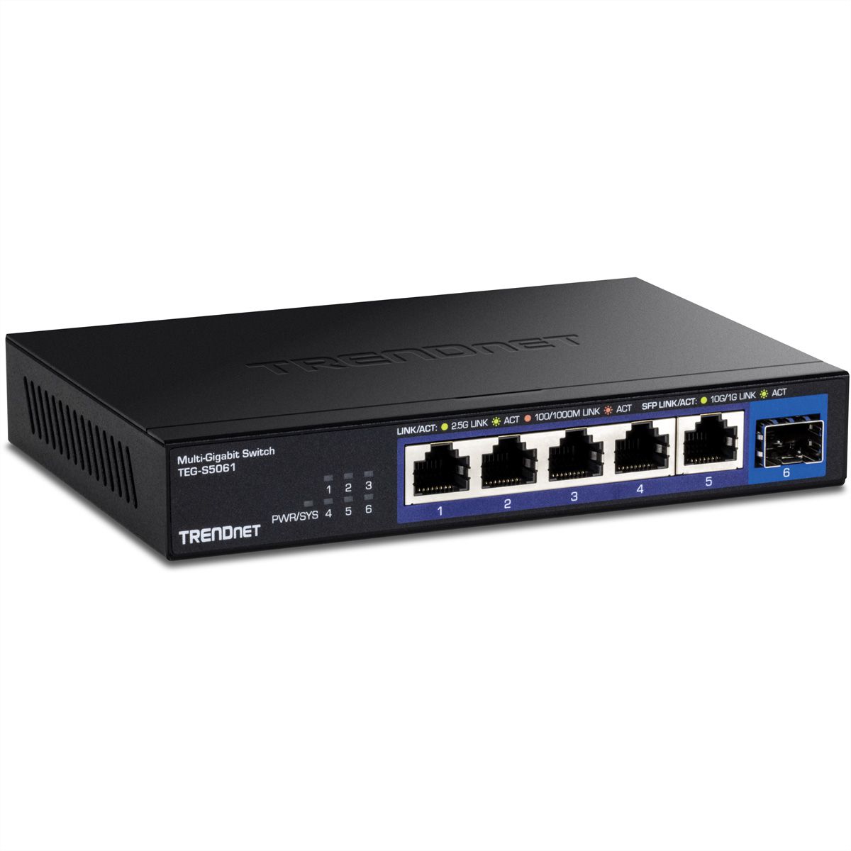 TRENDnet TEG-S5061 6-poorts switch, 2,5G unmanaged switch met 10G SFP+-poort