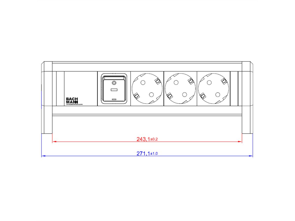 BACHMANN DESK 1xSchakelaar 3xCEE7/3