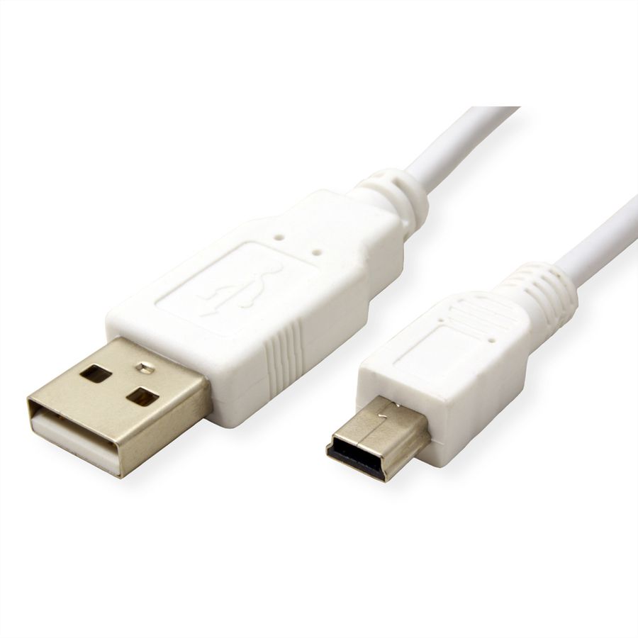 VALUE USB 2.0 Kabel , Typ A 5 Pin Mini , wit, 0,8 m