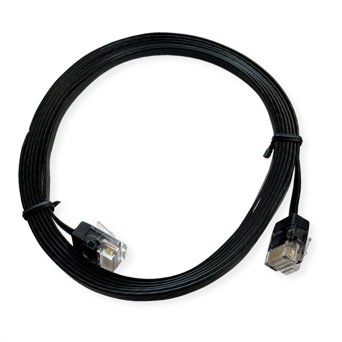 ROLINE patchkabel Cat.6A (klasse EA) UTP , extra plat, zwart, 1 m