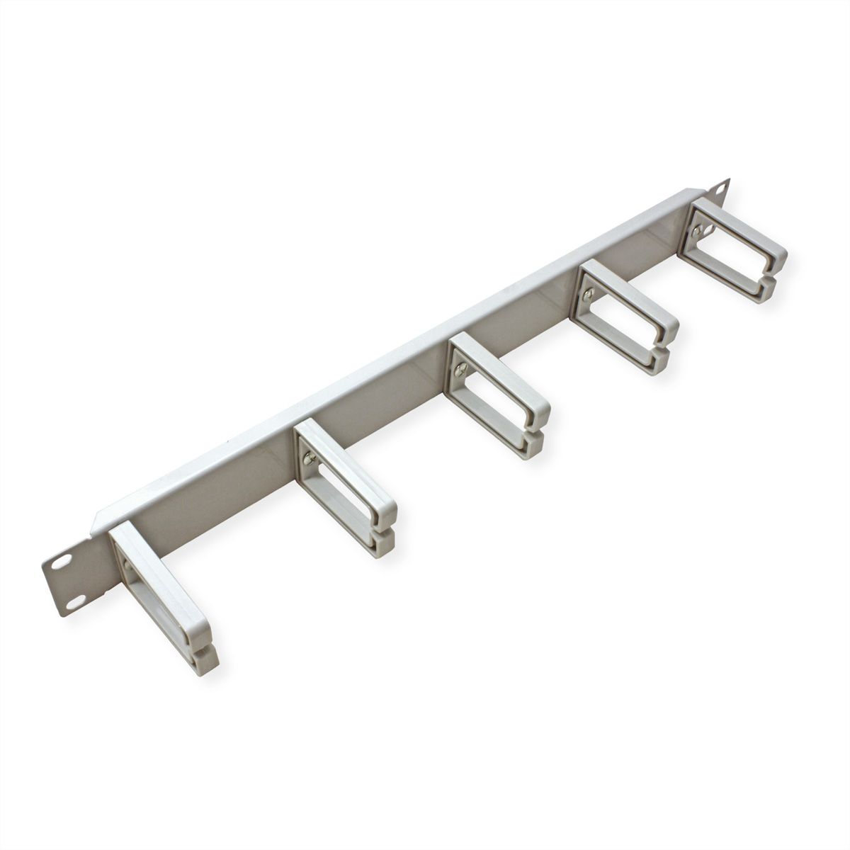 VALUE 19" 1U Cable Management Plate, C-Type, 5 Hooks, grey