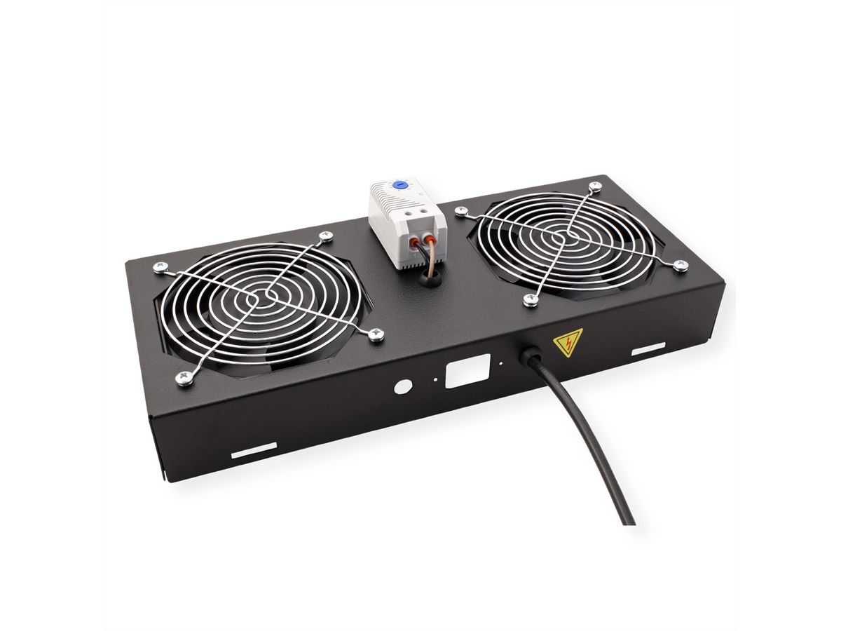 ROLINE ventilatie-unit met 2 ventilatoren, thermostaat, voor 19-inch wandbehuizing zwart