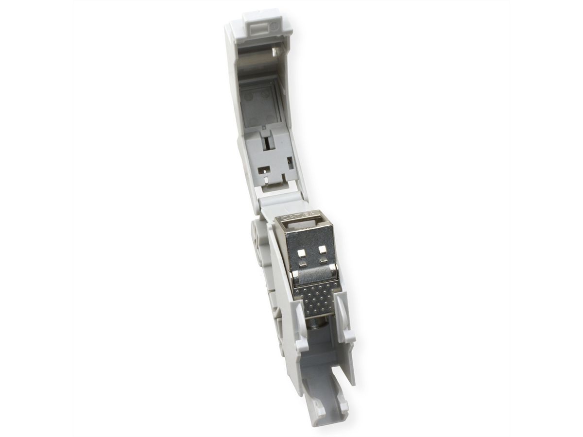 ROLINE DIN-railadapter voor Keystone-modules, incl. Cat.6A Keystone, afgeschermd, 45°