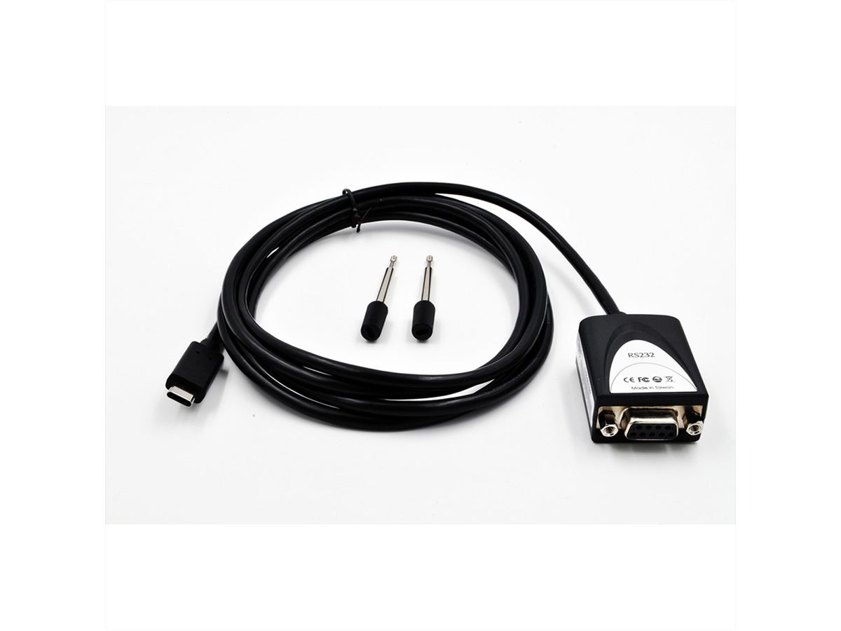 EXSYS EX-2311-2F USB 2.0 C - plug naar 1 x seriële RS-232 1,8 meter kabel met 9 pins female LED display