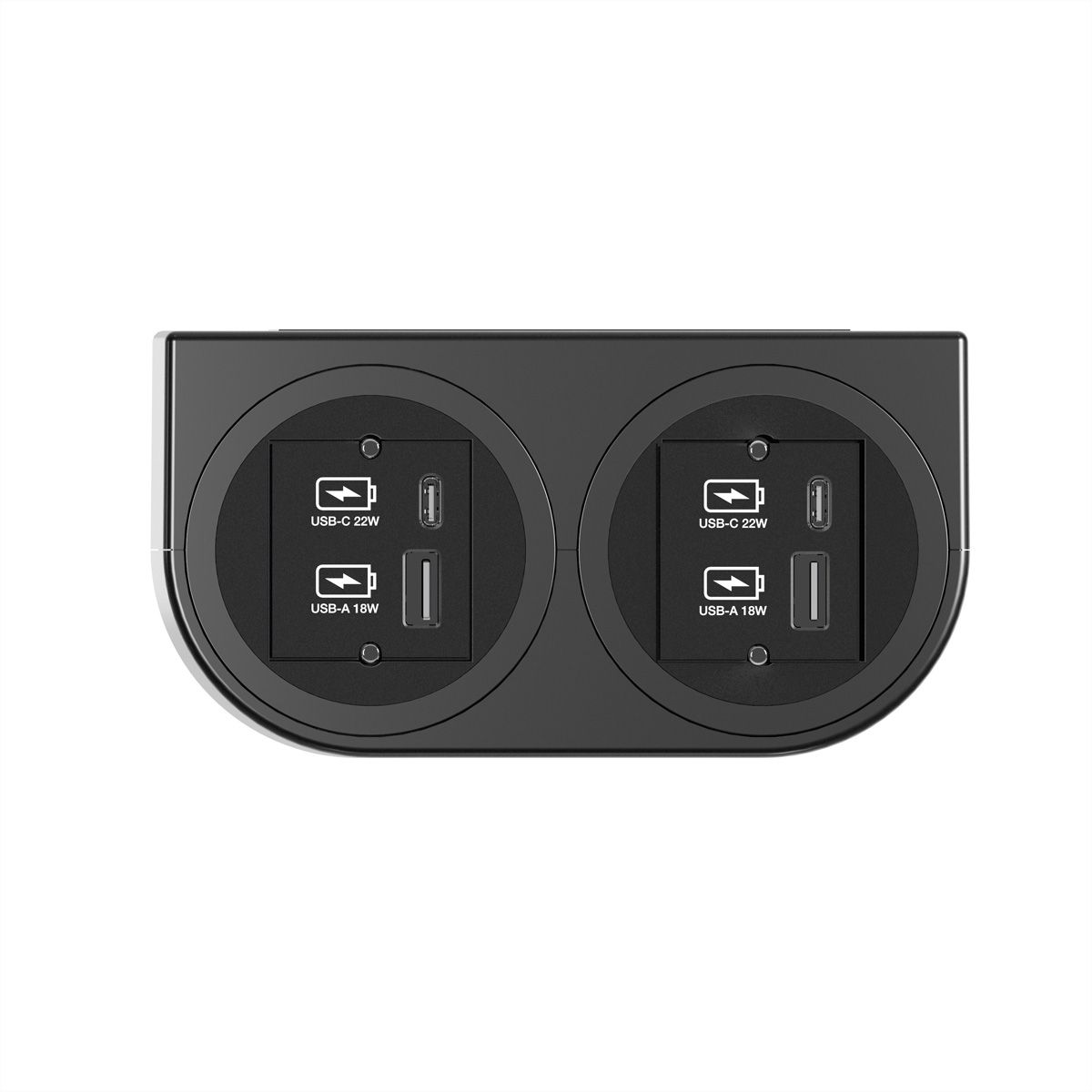 BACHMANN PIX HOLDER DOUBLE, 2x USB A/C, ISV, schwarz, 0,2 m