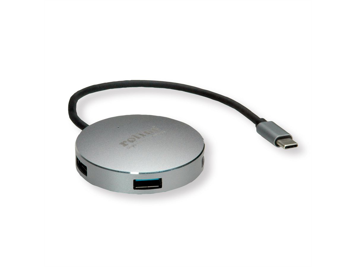 ROLINE USB 3.2 Gen 1 hub, rond, 4-voudig, type C aansluitkabel