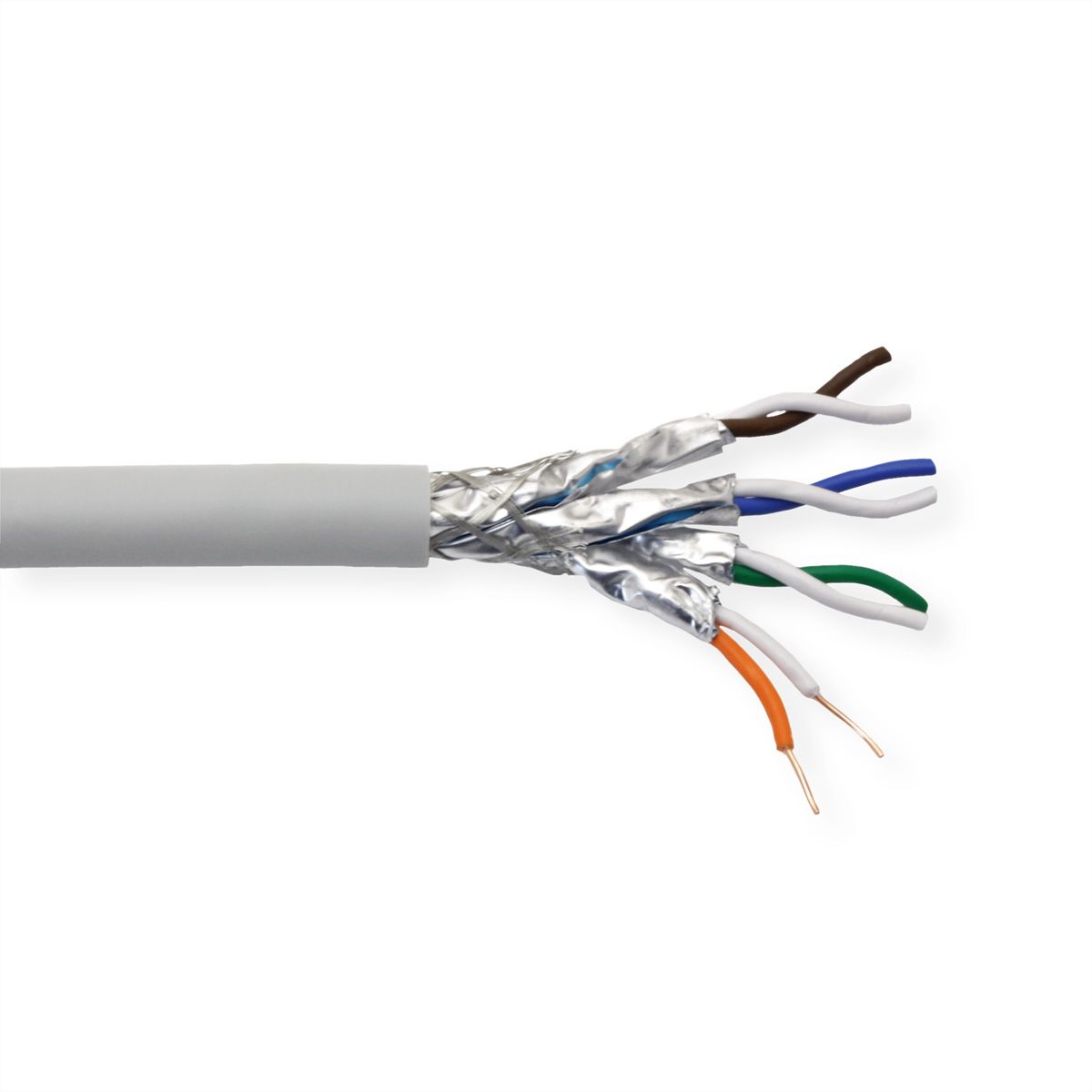 VALUE S/FTP (PiMF) kabel, Cat.8 (Klasse I), massieve kabel, AWG22, LSOH, grijs, 100 m