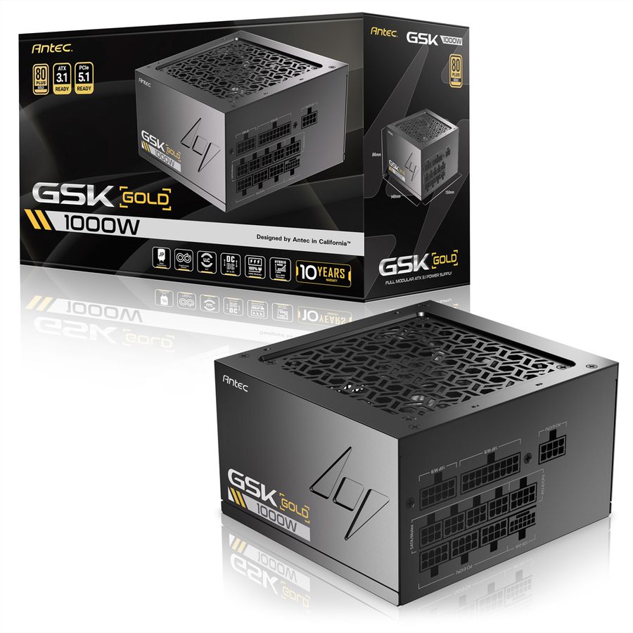 ANTEC GSK 1000 ATX3.1 1000 W Vollmodulares 80 PLUS Gold-Netzteil, schwarz