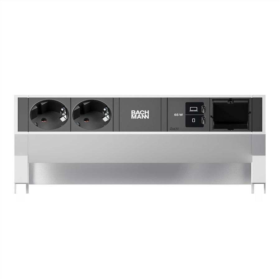 BACHMANN DESK2 2xCEE7/3 1xUSB C/C 65W, 1xCM L=0.2m INOX