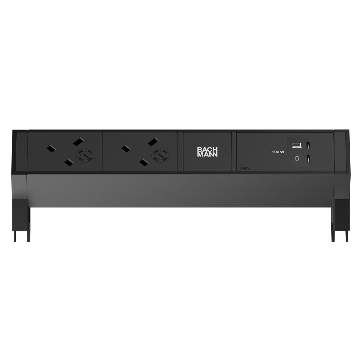 BACHMANN DESK2 2xUK 45° 3,15A, 1xUSB C/C 100W L=0,2m RAL9005