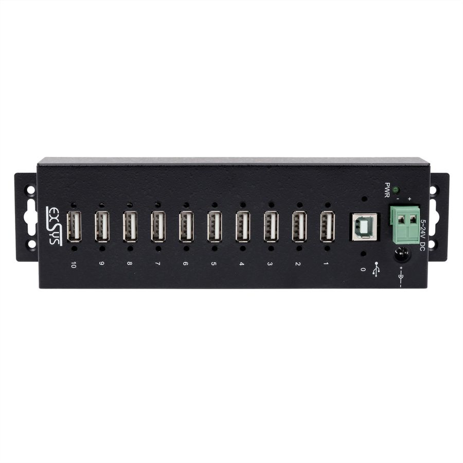 EXSYS EX-1170HMVS 10 Port USB 2.0 Metall HUB, 15KV Surge Protection