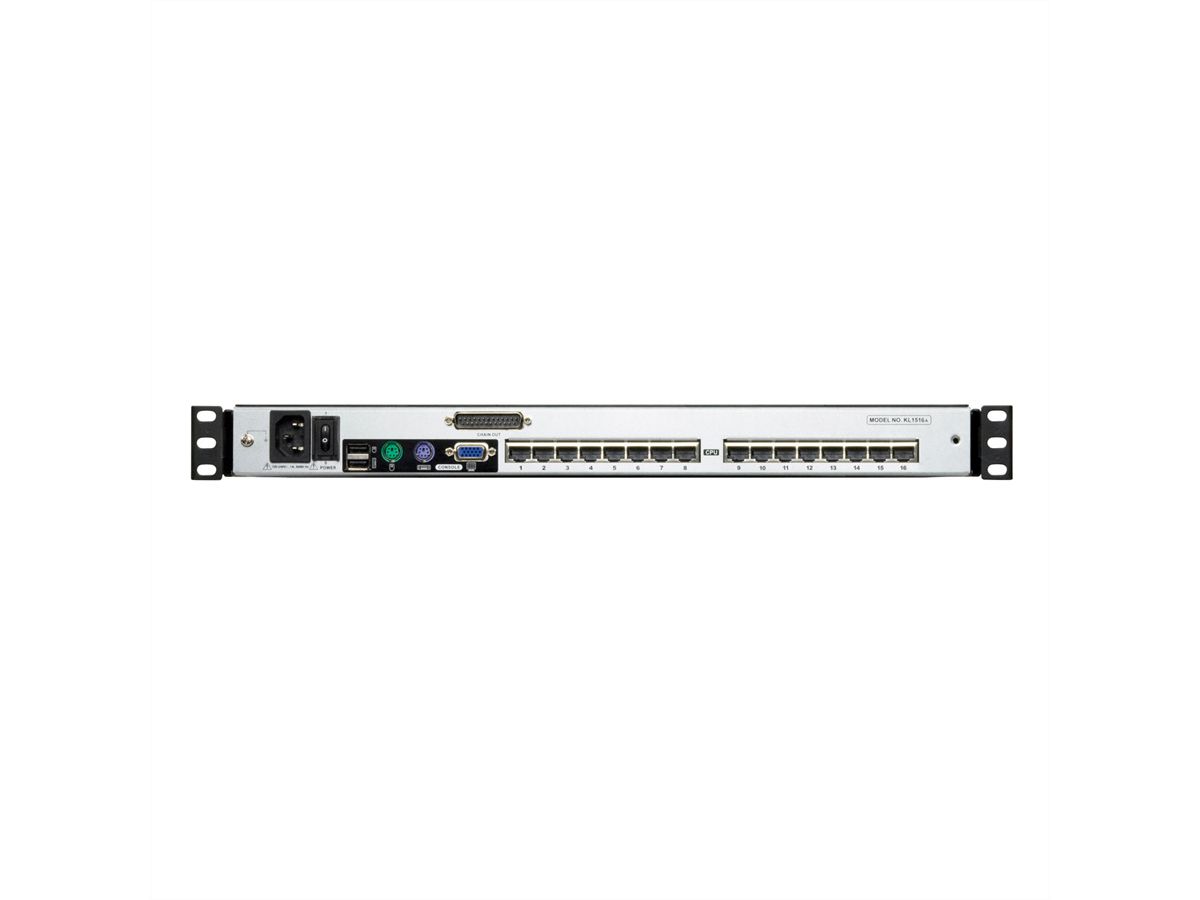 ATEN KL1516AM KVM-Switch, 43cm TFT, VGA, PS/2-USB over Kat 5, 16-Poorts, DE-Layout