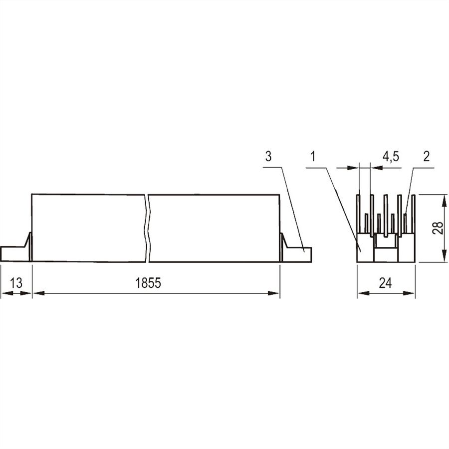 SCHROFF Busbar With FASTON Connections, 4 Pole, brass Untreated