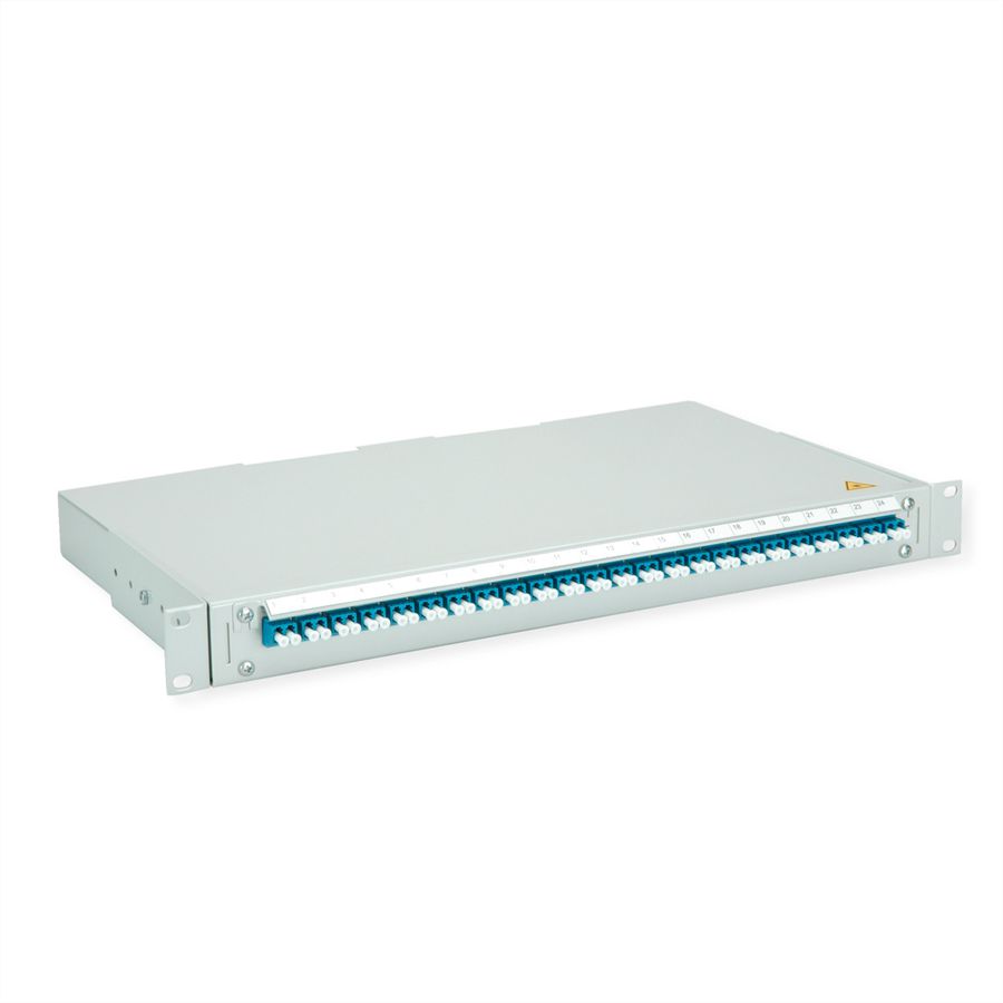 TELEGÄRTNER BASIS V LWL-Panel mit Kupplungen & Pigtails, 24x LC Duplex, blau, OS2 PC
