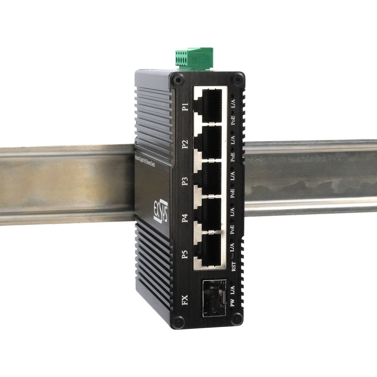 EXSYS EX-62030MPoE-SFP-5+1-poorts industriële Gigabit SFP PoE+ mini-switch