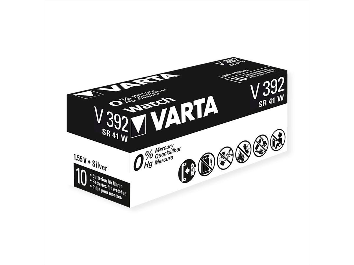 VARTA SR41, 10 stuks, 1,55V, 39mAh, V 392 HC, batterij voor eenmalig gebruik zilveroxide