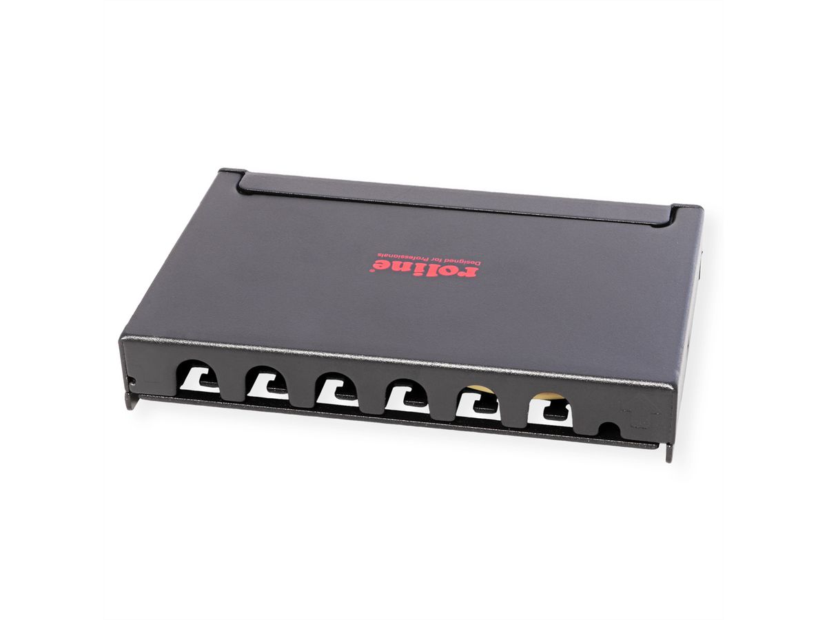 ROLINE Mini Patchpanel, Cat.6A/Cl.EA, 0.5U, 6x RJ45 ports, shielded, black