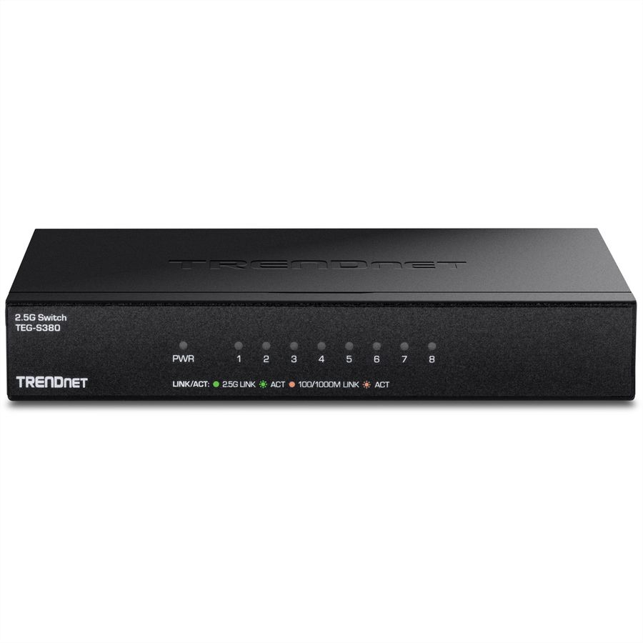 TRENDnet TEG-S380 8-Poorts 2.5G Switch , onbeheerd, zwart