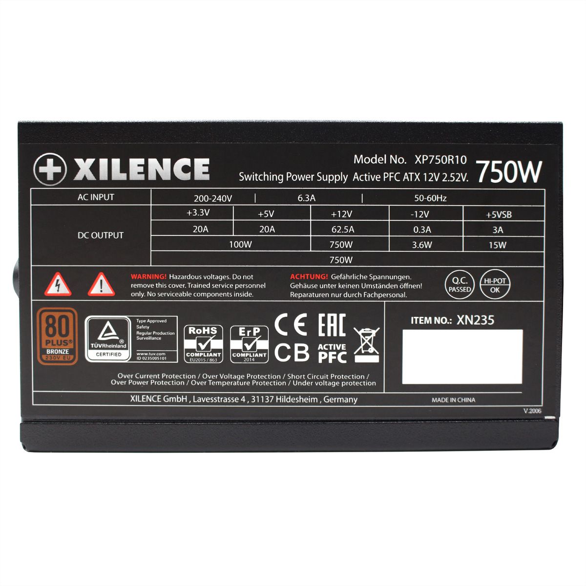Xilence XP750R10 750W PC Power Supply, 80+ Bronze, Gaming, ATX