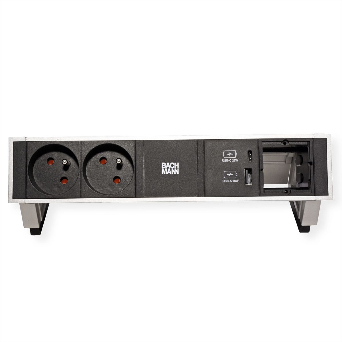 BACHMANN DESK2 2xUTE 1xUSB A&C 22W 1xCM 0,2m GST18 INOX