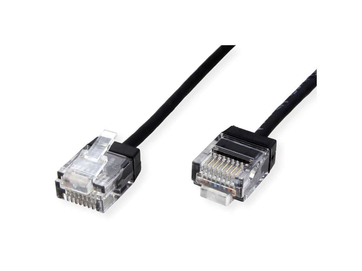 ROLINE UTP DataCenter Patchkabel Cat.6A (Class EA), LSOH, dun, extra korte stekker, zwart, 5 m