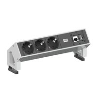 BACHMANN DESK2 3x earthing contact, 1x CAT6 1x USB3 white