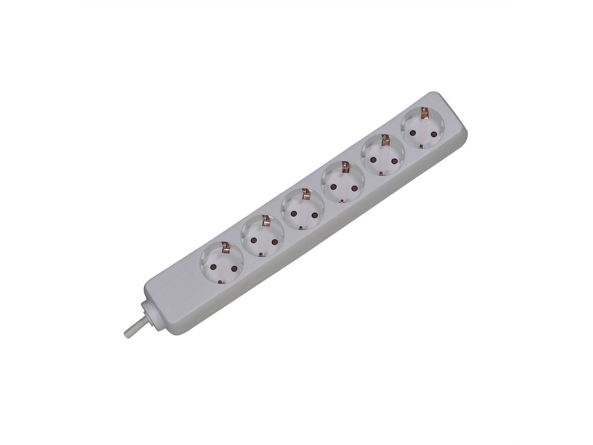 BACHMANN SELLY socket strip 6x earthing contact, white, 1.5 m