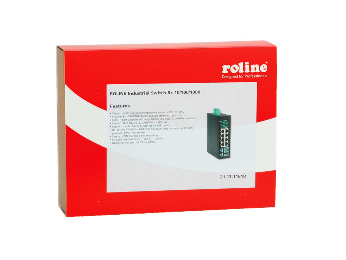 ROLINE Industriële Gigabit Switch, 8x RJ-45
