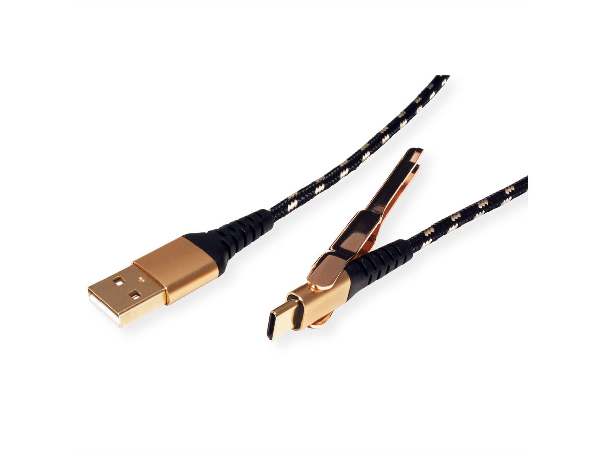 ROLINE GOLD USB 2.0 Cable, C - A, M/M, with Smartphone support function, 1 m