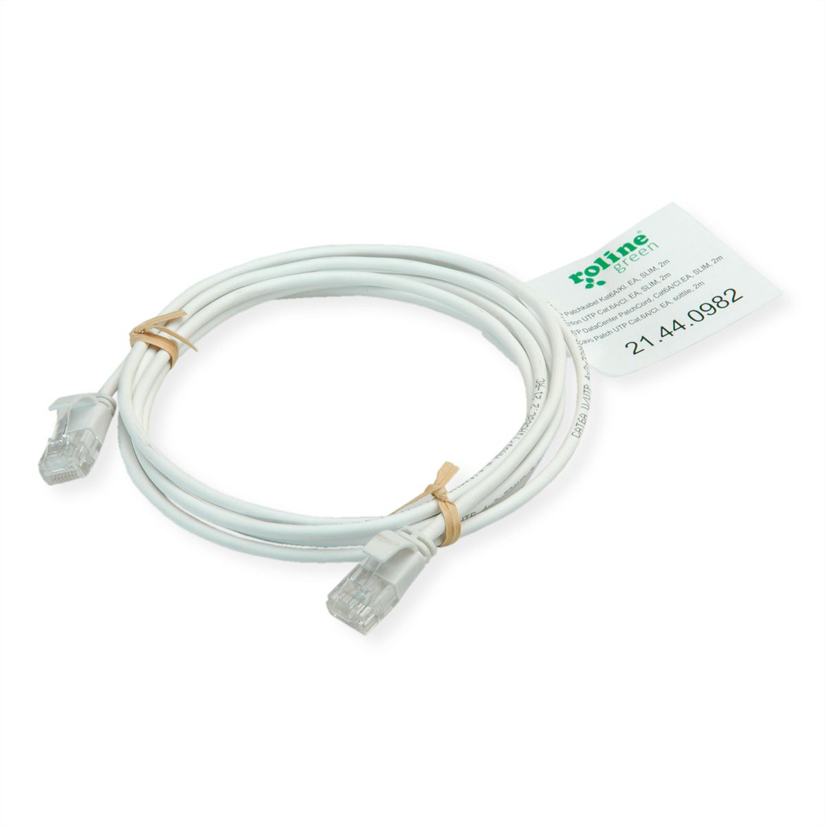 ROLINE GREEN UTP patchkabel Cat.6A (Class EA), LSOH, extra dun, wit, 0,5 m