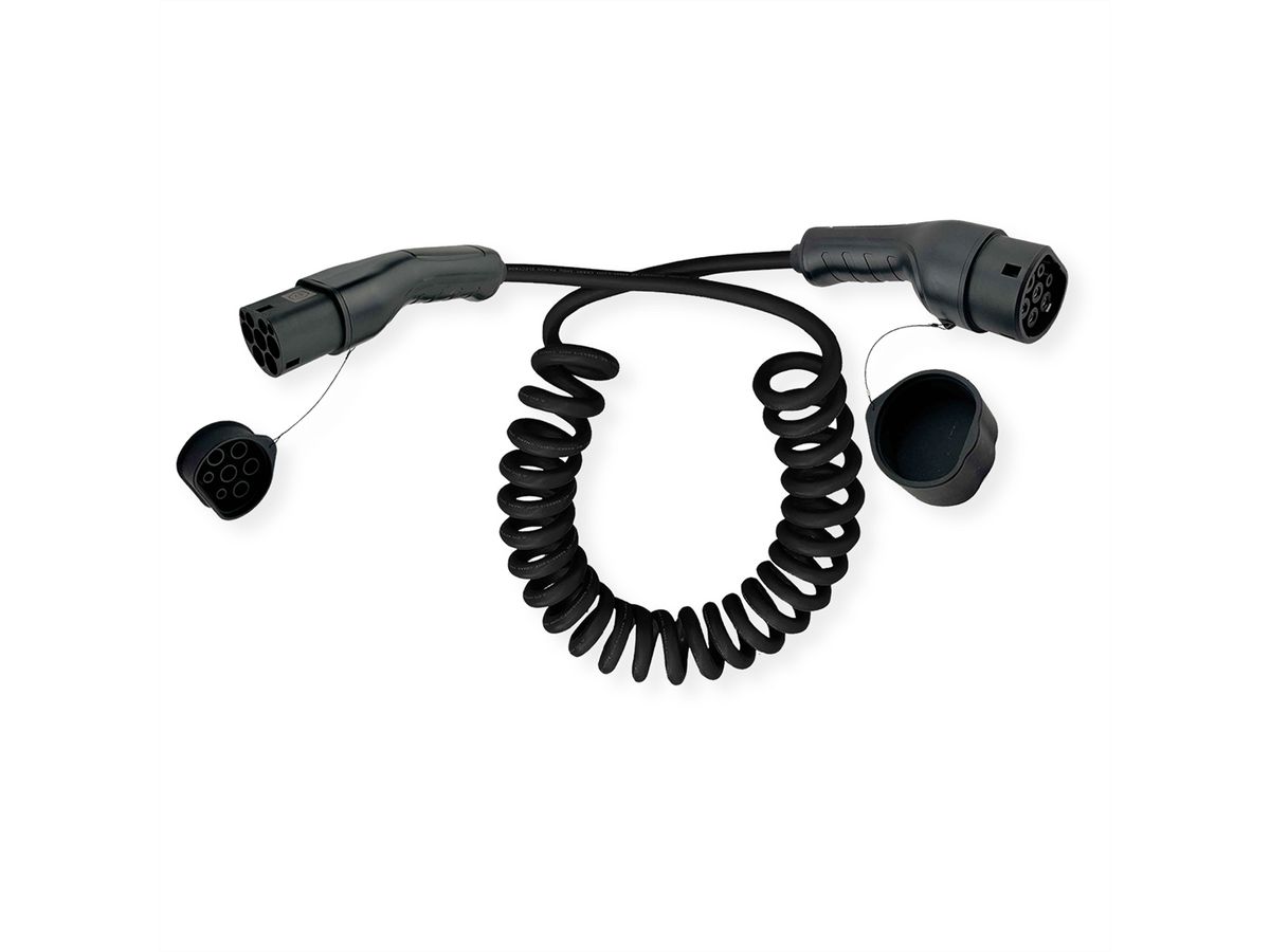 ROLINE Auto oplaadkabel Type2, 3-fase, 480VAC (3P+N+E), 16 A, 11 kW, spiraalkabel , 3 m
