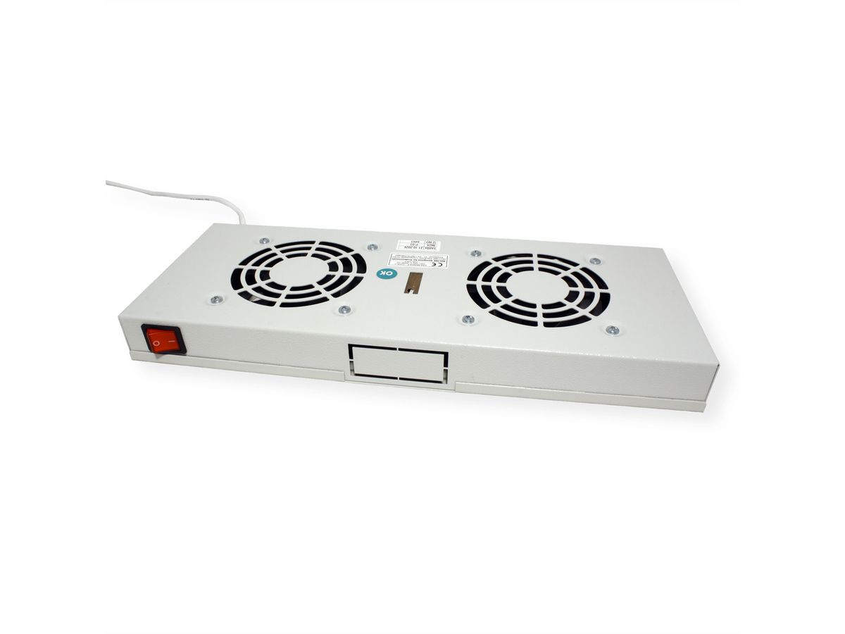 ROLINE 19-inch ventilatorunit 2 ventilatoren , Thermostaat grijs