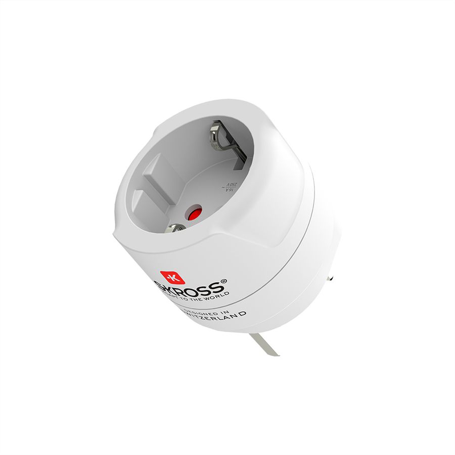 Skross Europe to UK Travel Adapter, for 2- and 3-pole devices