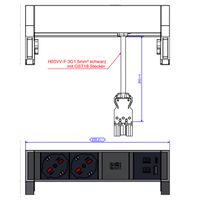 BACHMANN DESK2 2xP40 1xUSB A/C 22W, 0.2m GST18 RAL9005 Italia