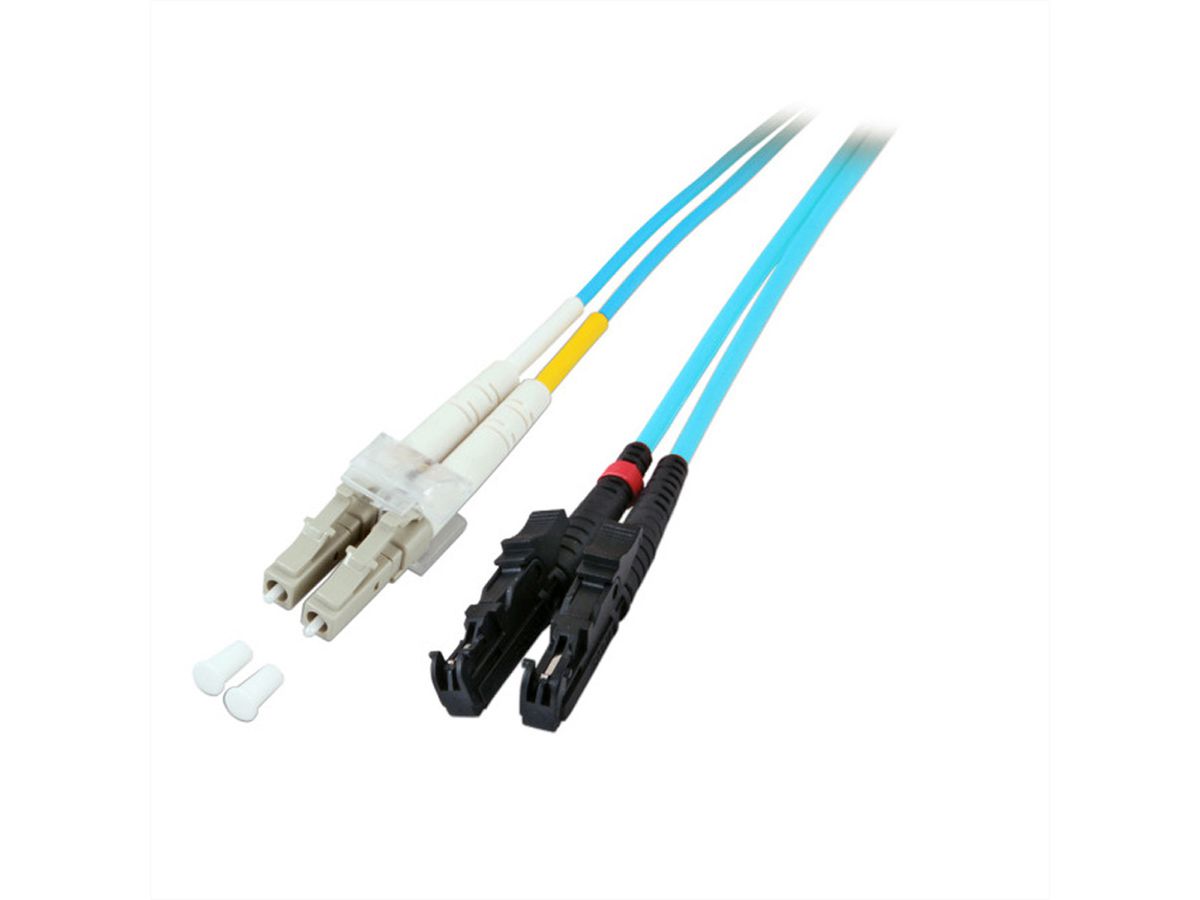 Quality LWL-Kabel duplex 50/125µm OM3, E2000/LC, grün, 3 m