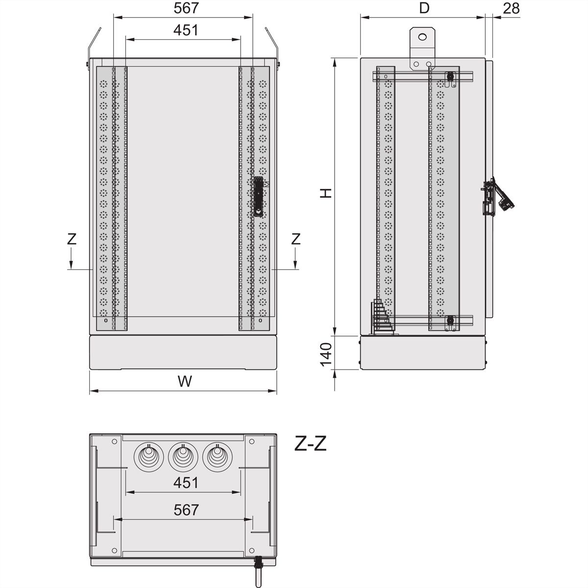 SCHROFF Outdoor Comline FTTX kast met enkele toegang, 1200H 800W 600D