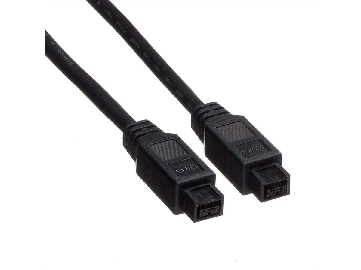 ROLINE IEEE1394b FireWire Cable, 9/9-pin, A-A, black, 1.8 m