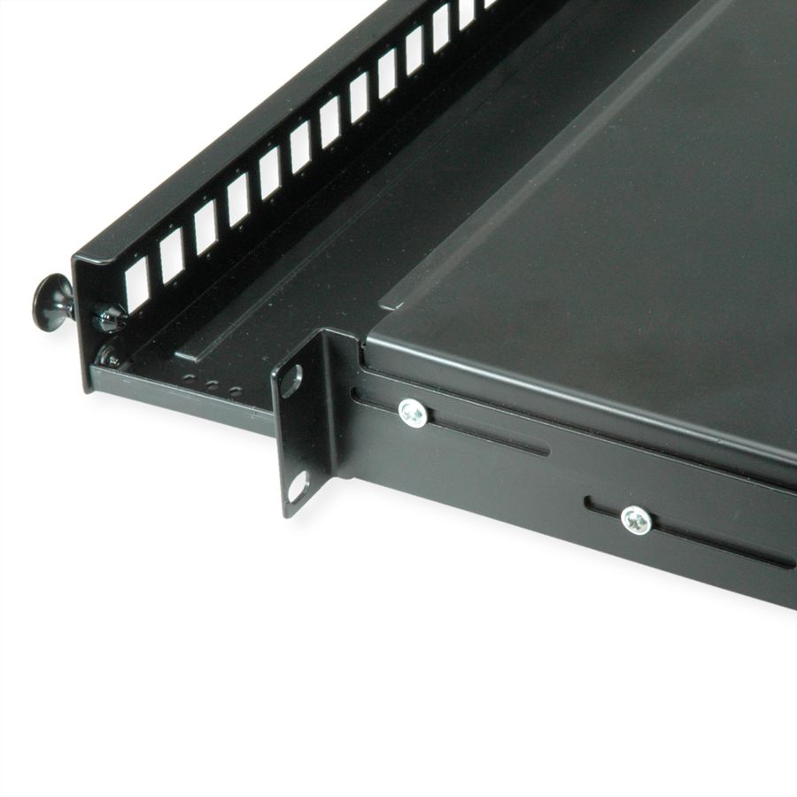 VALUE 19" glasvezel patchbox, leeg 1 HE, uittrekbaar, geschikt voor 24x SC-DX of 24x LC 4-voudig