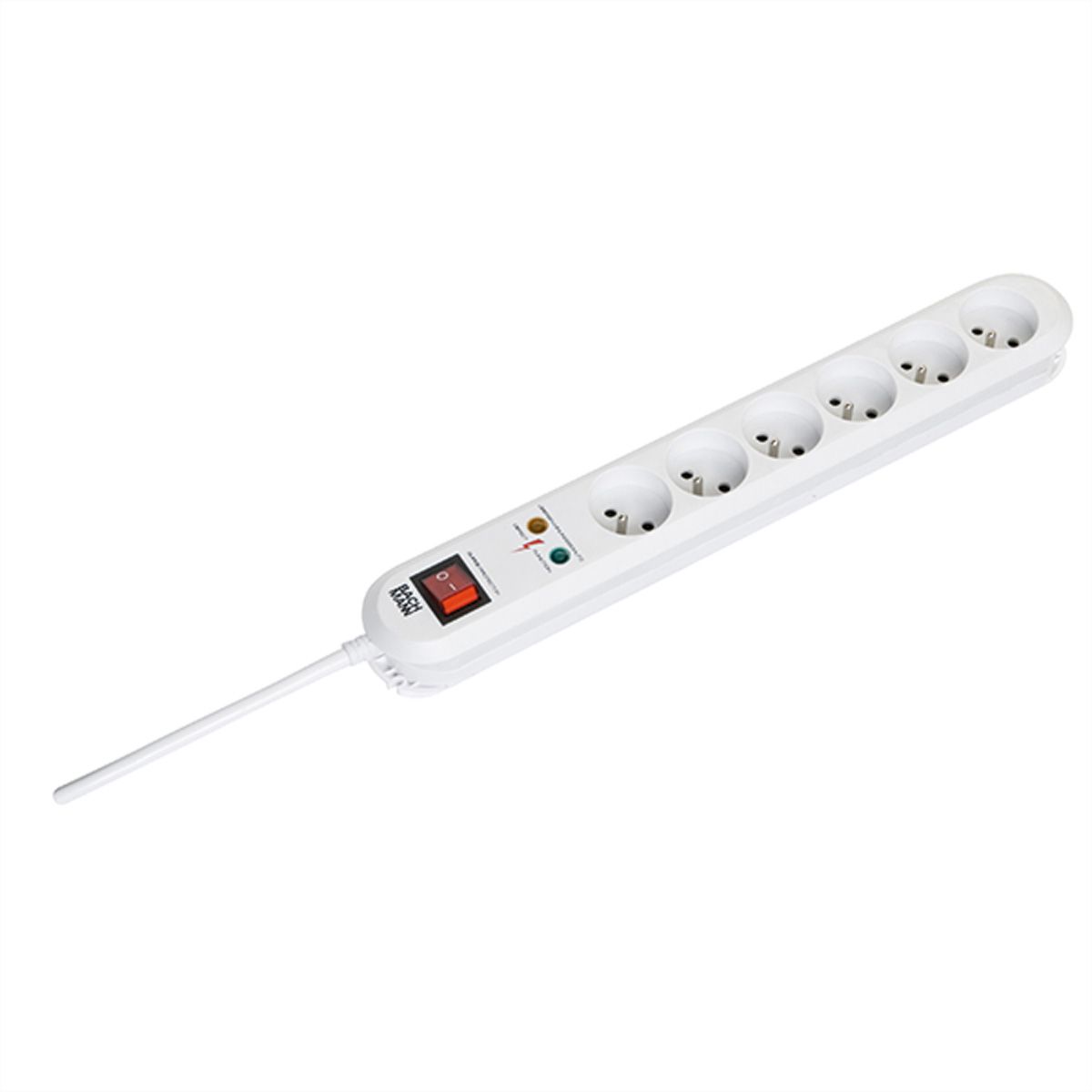 BACHMANN SMART Steckdosenleiste 6x UTE, 1x SPD, 1x Schalter, 3,0m CEE7/7, weiss