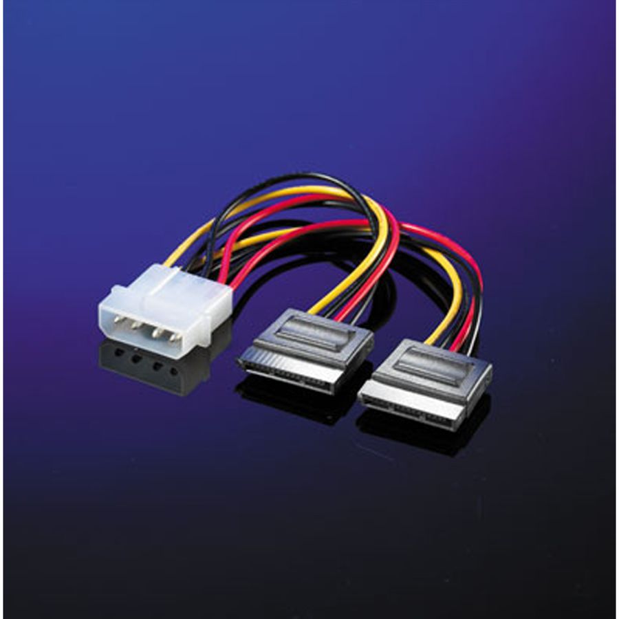 ROLINE Internal Y-Power Cable, 4-Pin HDD to 2x SATA, 0.12 m