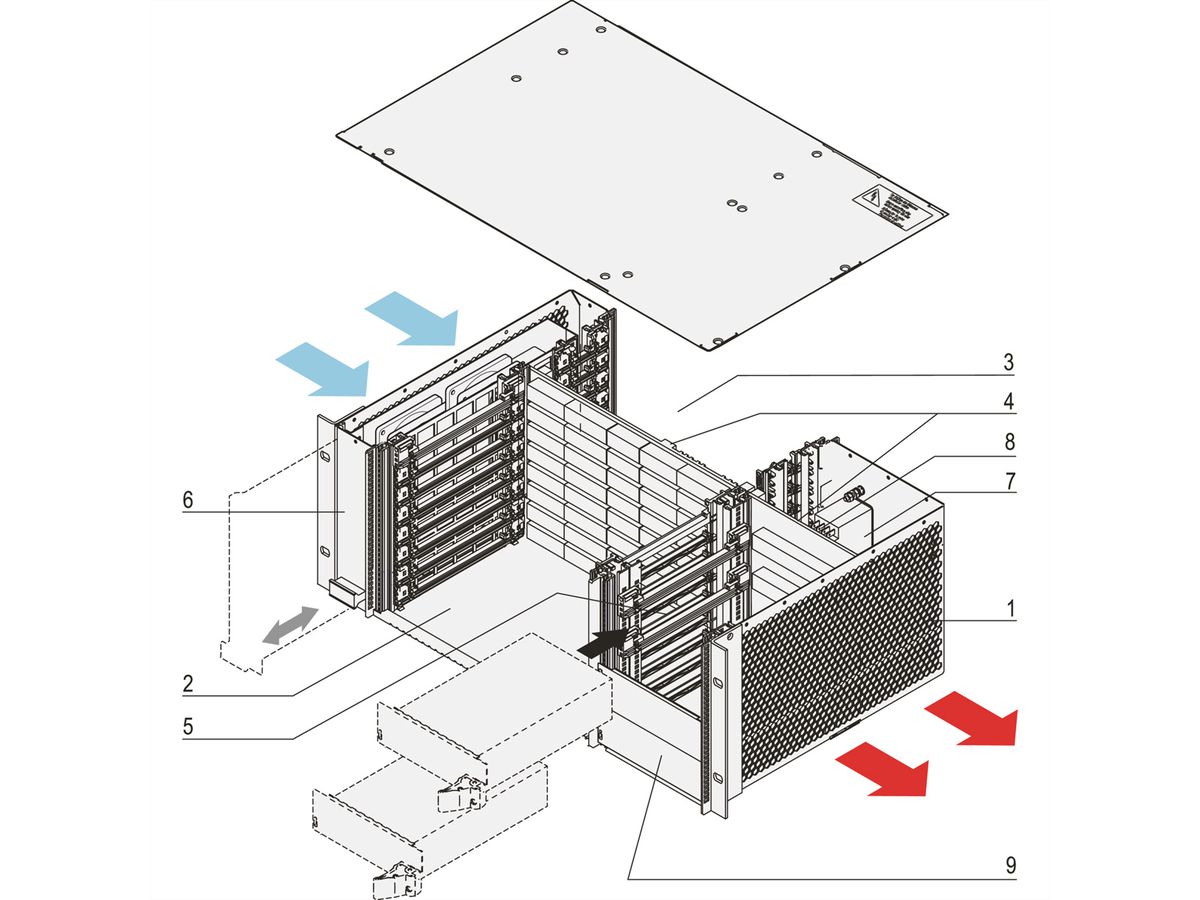 SCHROFF CPCI-systeem met aansluitbare PSU, PSB H.110, 4 HE, 8 sleuven