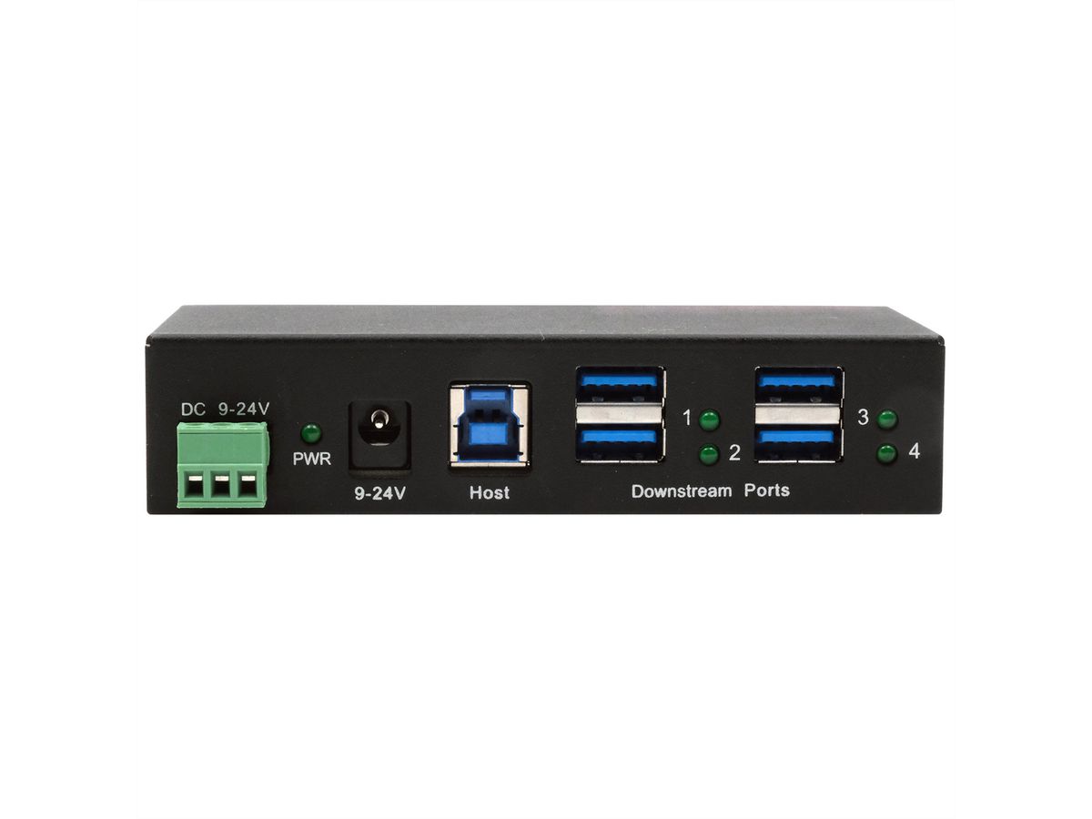 EXSYS EX-11244HMS 4 Port USB 3.2 Gen 1 HUB Din-Rail Kit und Wand VIA VL813 Chipset