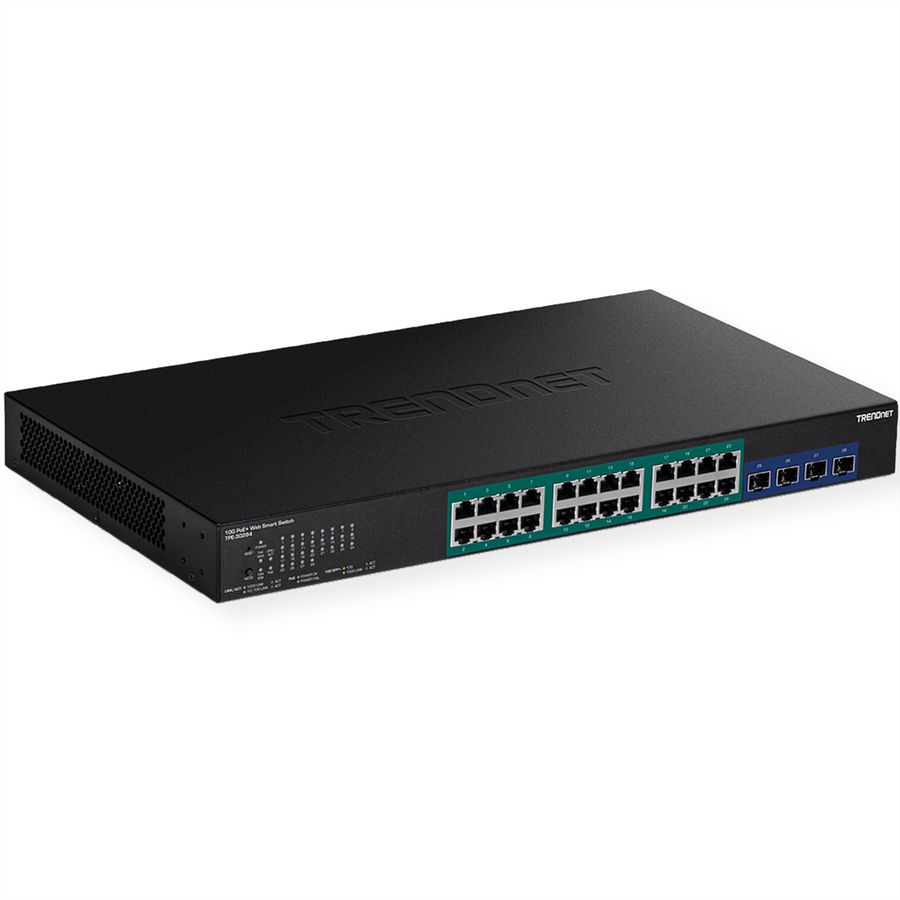 TRENDnet TPE-30284 28-poorts gigabit switch Web Smart PoE+ switch met 10G SFP+ slots